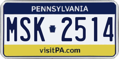 PA license plate MSK2514