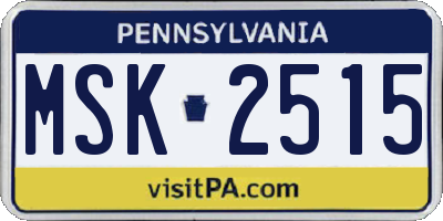 PA license plate MSK2515