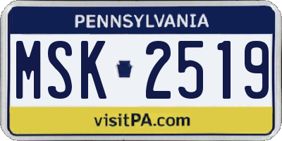 PA license plate MSK2519