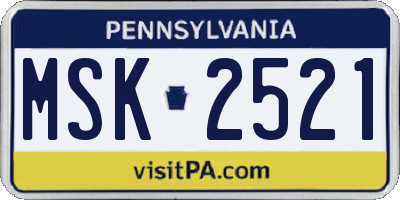 PA license plate MSK2521