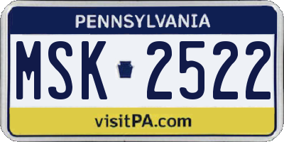 PA license plate MSK2522