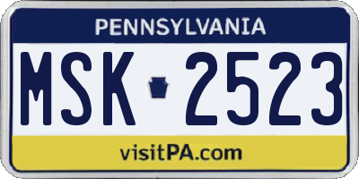 PA license plate MSK2523
