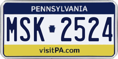 PA license plate MSK2524