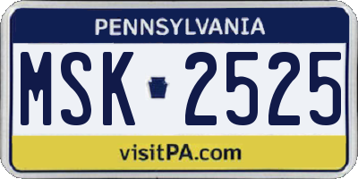 PA license plate MSK2525