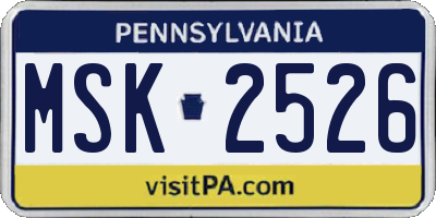 PA license plate MSK2526