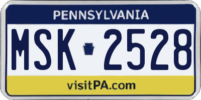 PA license plate MSK2528