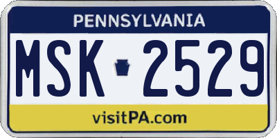 PA license plate MSK2529