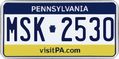 PA license plate MSK2530