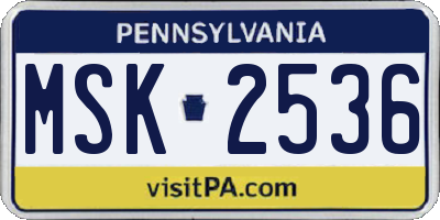 PA license plate MSK2536