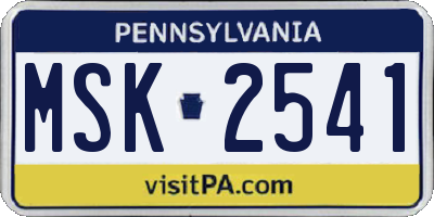 PA license plate MSK2541