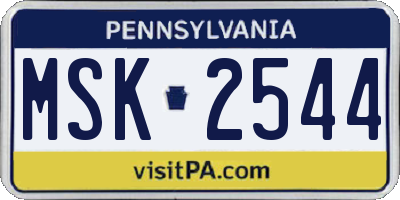 PA license plate MSK2544