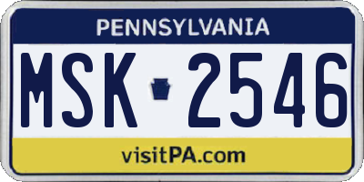 PA license plate MSK2546