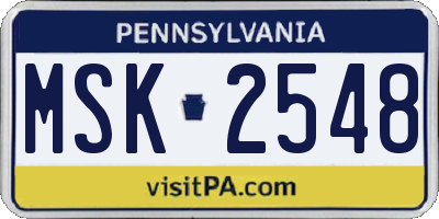 PA license plate MSK2548