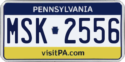 PA license plate MSK2556