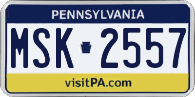 PA license plate MSK2557