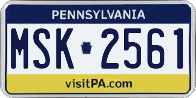 PA license plate MSK2561