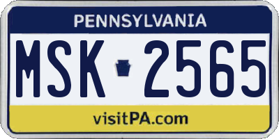 PA license plate MSK2565