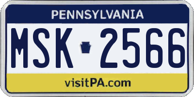 PA license plate MSK2566