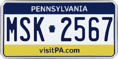 PA license plate MSK2567