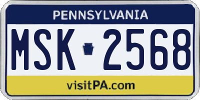 PA license plate MSK2568