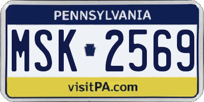 PA license plate MSK2569