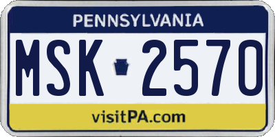 PA license plate MSK2570