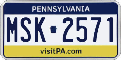 PA license plate MSK2571