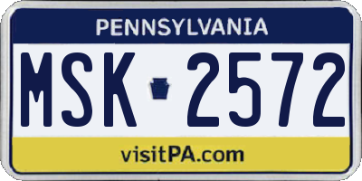PA license plate MSK2572