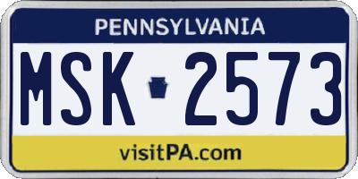 PA license plate MSK2573