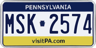 PA license plate MSK2574