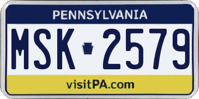 PA license plate MSK2579