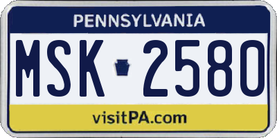 PA license plate MSK2580