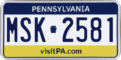 PA license plate MSK2581
