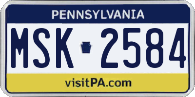 PA license plate MSK2584