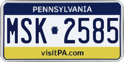 PA license plate MSK2585