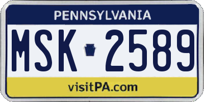 PA license plate MSK2589