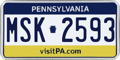 PA license plate MSK2593