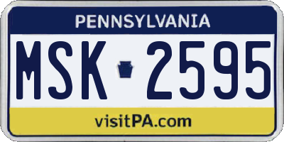 PA license plate MSK2595
