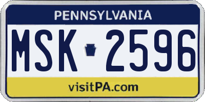 PA license plate MSK2596