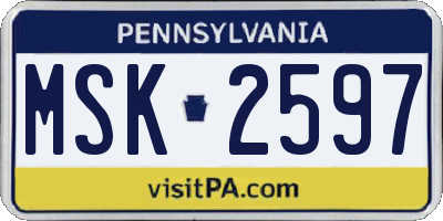 PA license plate MSK2597
