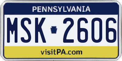 PA license plate MSK2606