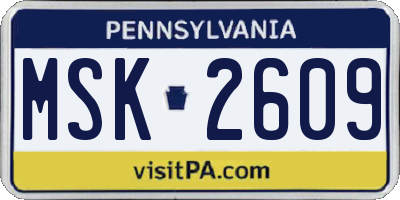PA license plate MSK2609