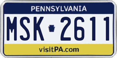 PA license plate MSK2611