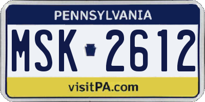 PA license plate MSK2612