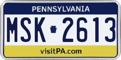 PA license plate MSK2613