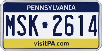 PA license plate MSK2614