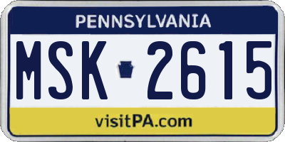 PA license plate MSK2615