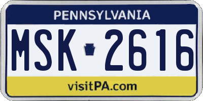 PA license plate MSK2616