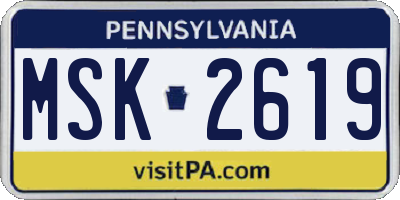 PA license plate MSK2619