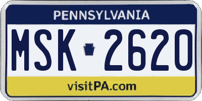 PA license plate MSK2620
